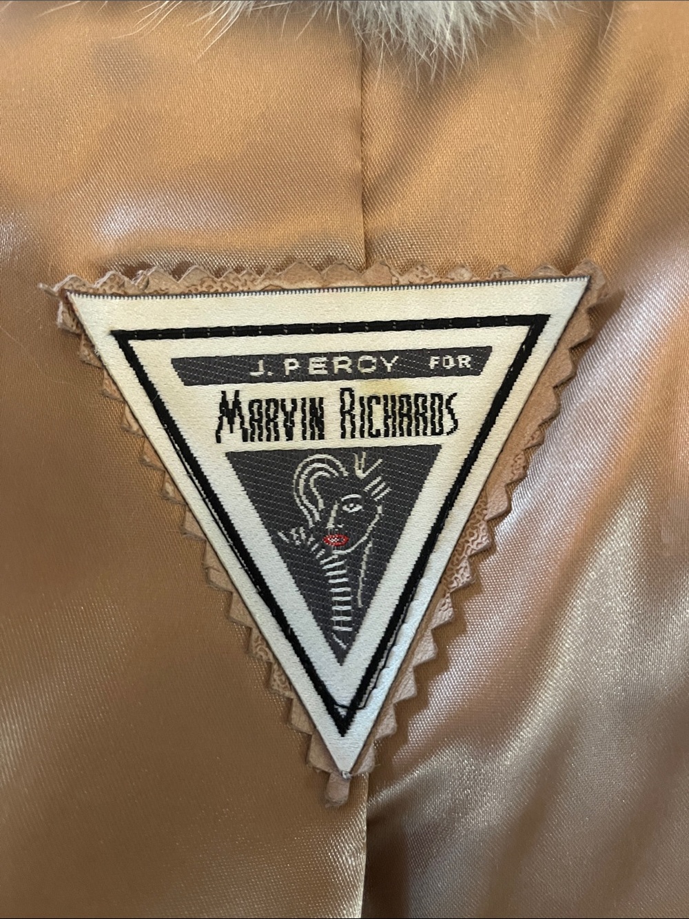 Vintage 80s Marvin Richard’s J Percy Blush suede Coat with Cream fur trim Size M - Picture 14 of 16